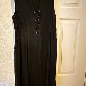 Torrid Black Lace-Up Midi Dress